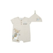 Peter Rabbit Baby Unisex Short Sleeve Romper with Hat to Match, Sizes 0/3 Months - 24 Months